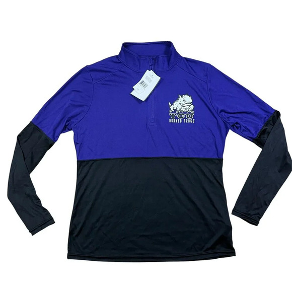 Texas Christian University TCU Horned Frogs Purple Black 1/4 Zip Pullover Size S - Picture 2 of 7